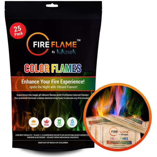 FireFlame Fire Color Changing Packets - Magic Color Fire Flames - 25 Pack of Fire Color Packets - for Outdoor Fire Pit, Fireplace, Bonfire, Campfire, Camping Accessories Colored Fire for Kids & Adults