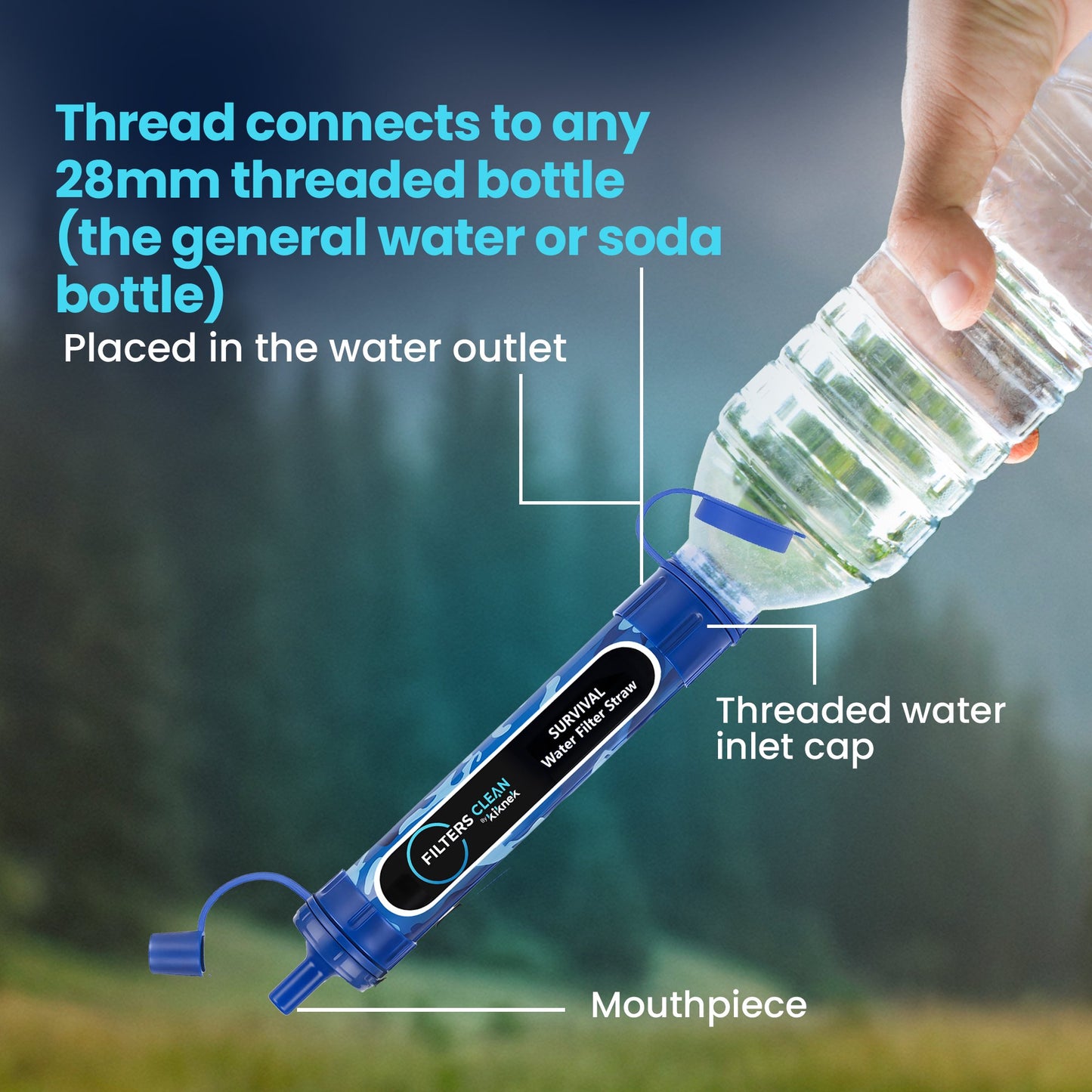 Filters-Clean Survival Water Filter Straw – 0.1 Micron Portable Personal Water Filter, 4,000L (1,056 Gallon) Capacity – Removes 99.9999% Bacteria & Protozoa – Hiking, Camping & Emergency Preparedness