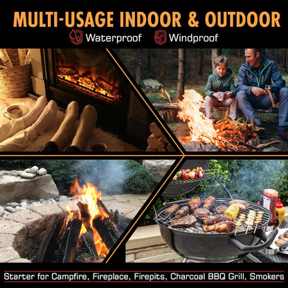 Fireflame Fire Plugs Fire Starter - Quick Instant 100% Waterproof All-Purpose Indoor & Outdoor Firestarter Tinder Tabs, for Emergency Survival, Charcoal Grill - Odorless & Non-Toxic - Total 100 Plugs