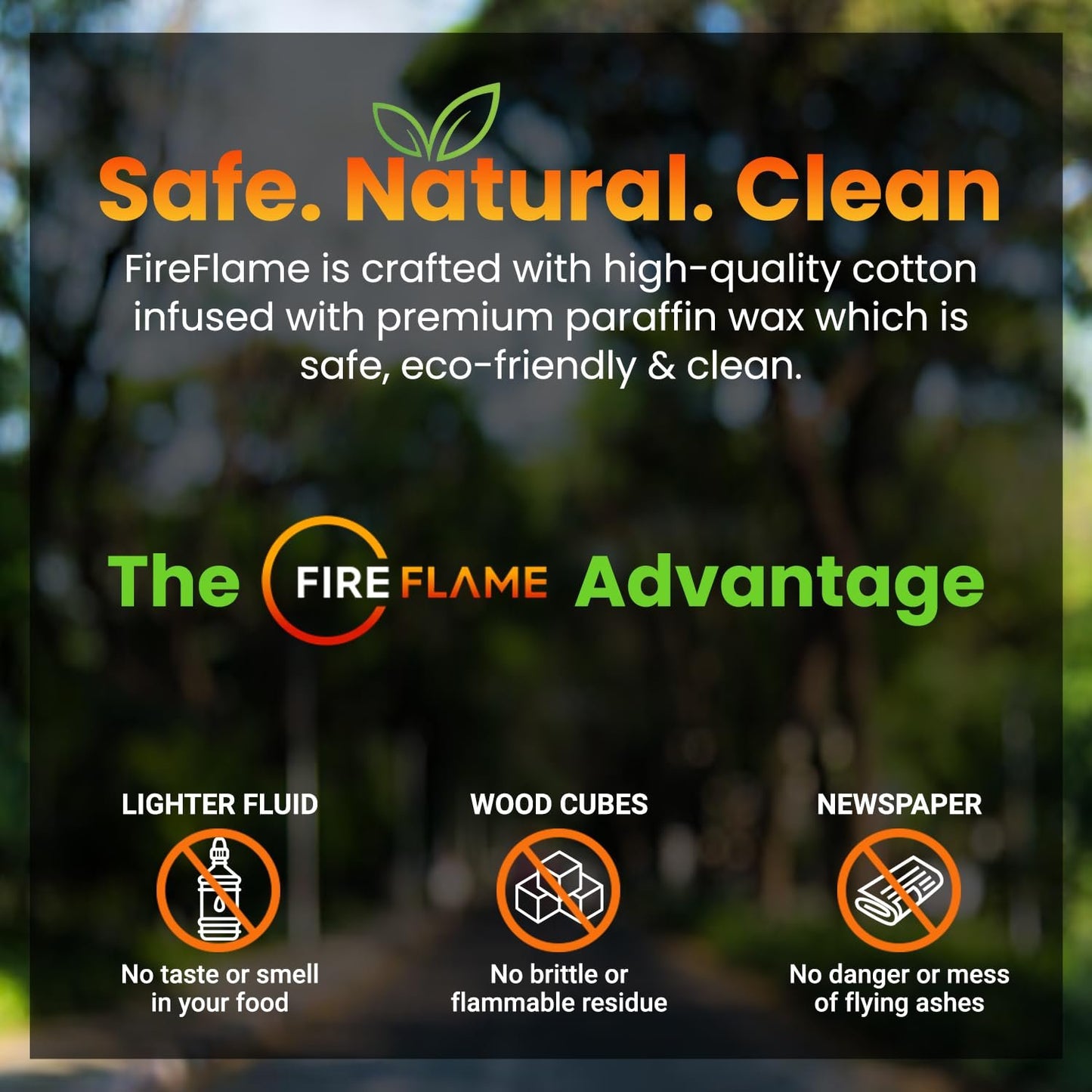 Fireflame Fire Plugs Fire Starter - Quick Instant 100% Waterproof All-Purpose Indoor & Outdoor Firestarter Tinder Tabs, for Emergency Survival, Charcoal Grill - Odorless & Non-Toxic - Total 100 Plugs