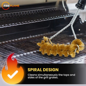 Fireflame BBQ Grill Brush – Non-Scratch Brass Bristles - Long
